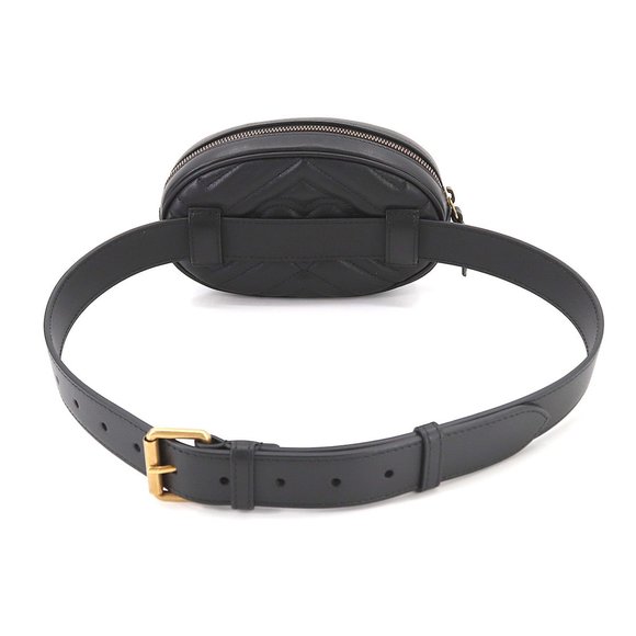 Gucci GUCCI GG Marmont Belt Bag Waist Pouch Leather Black 476434 - Picture 2 of 10